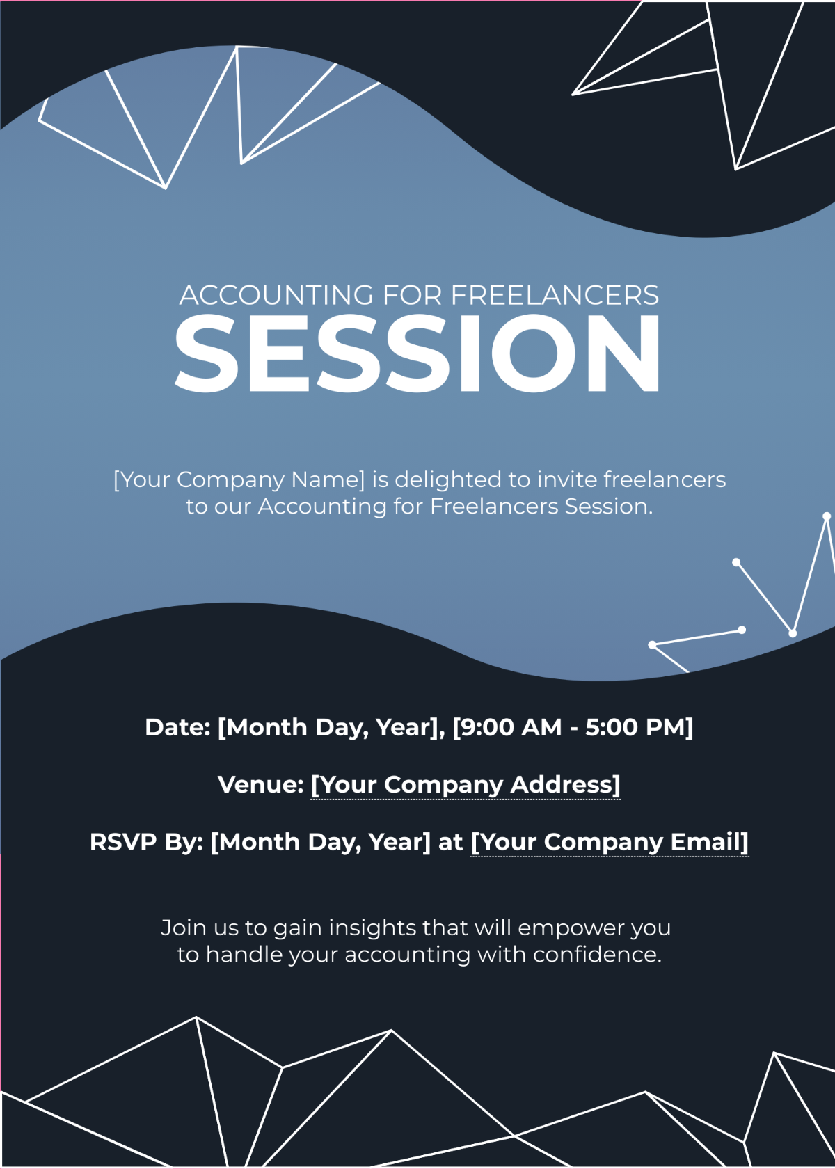 Accounting for Freelancers Session Invitation Card Template