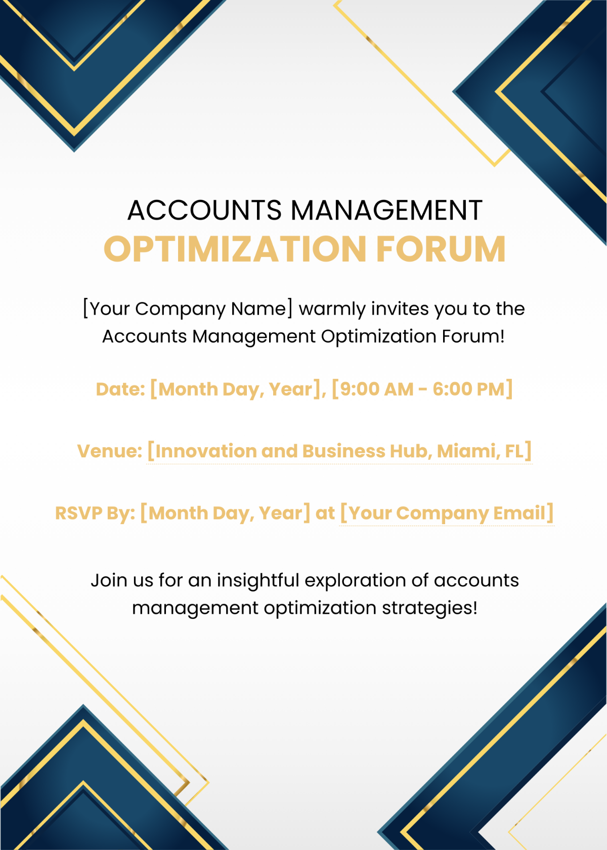 Free Accounts Management Optimization Forum Invitation Card Template