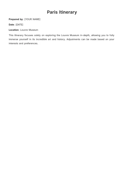 Free Paris Itinerary Template to Edit Online