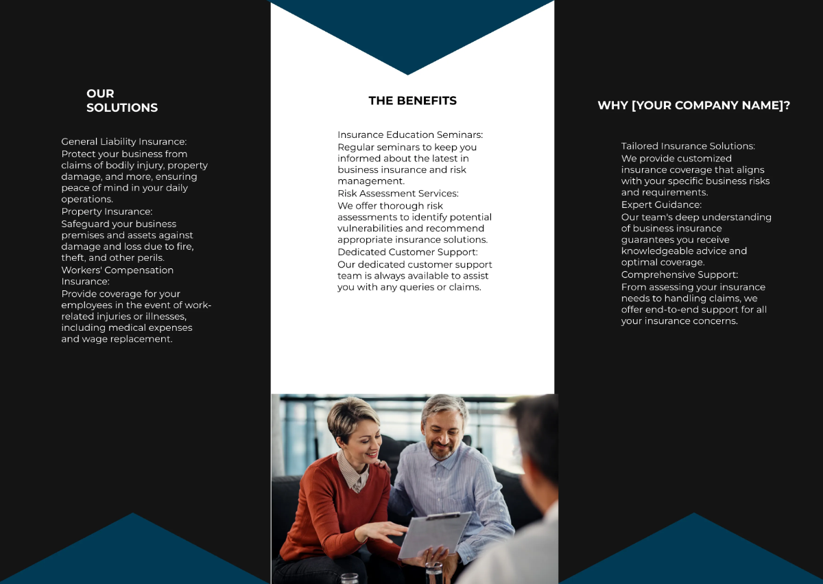 Free Business Insurance Solutions Pamphlet Template to Edit Online