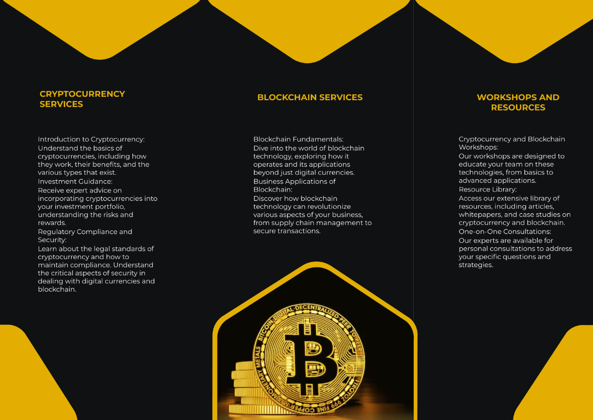 Free Cryptocurrency and Blockchain Guide Pamphlet Template to Edit Online