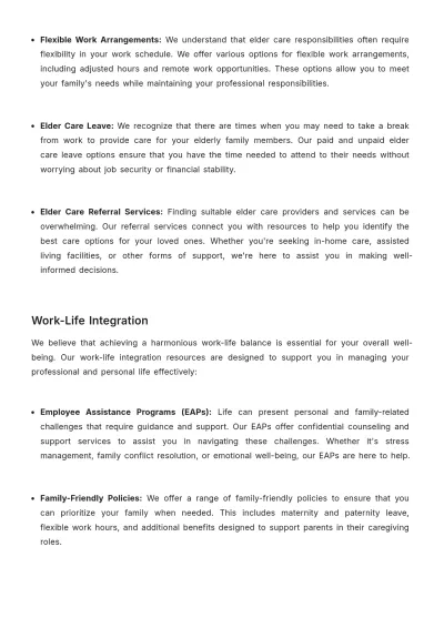 Free Childcare and Elder Care Benefits Guide HR Template to Edit Online