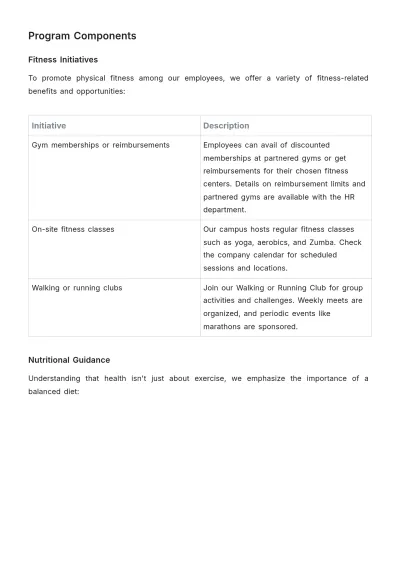 Free Employee Wellness and Fitness Program Guide HR Template to Edit Online