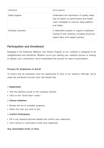Free Employee Wellness and Fitness Program Guide HR Template to Edit Online