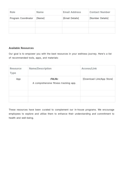 Free Employee Wellness and Fitness Program Guide HR Template to Edit Online
