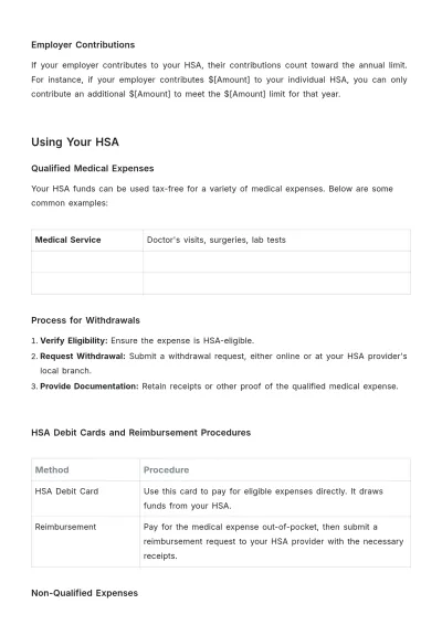 Free Health Savings Account (HSA) Enrollment Guide HR Template to Edit Online