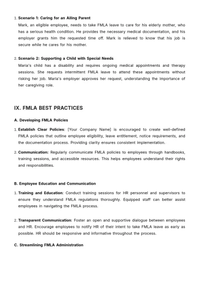 Free Family and Medical Leave Act (FMLA) Benefits Guide HR Template to Edit Online