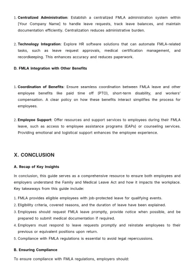 Free Family and Medical Leave Act (FMLA) Benefits Guide HR Template to Edit Online