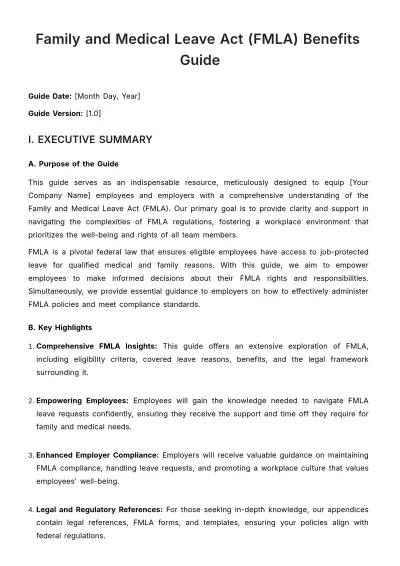 Free Family and Medical Leave Act (FMLA) Benefits Guide HR Template to Edit Online
