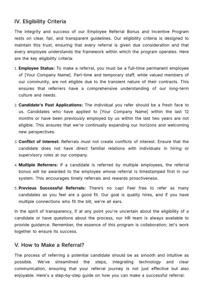 Free Employee Referral Bonus and Incentive Program Guide HR Template to Edit Online