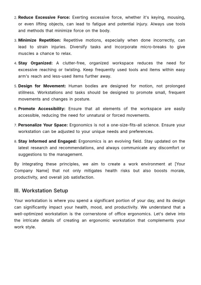 Free Office Ergonomics Best Practices Handbook HR Template to Edit Online