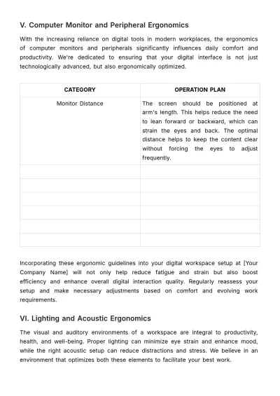 Free Office Ergonomics Best Practices Handbook HR Template to Edit Online