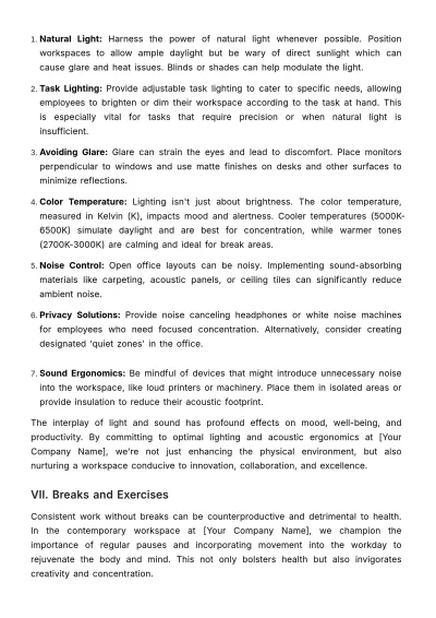Free Office Ergonomics Best Practices Handbook HR Template to Edit Online