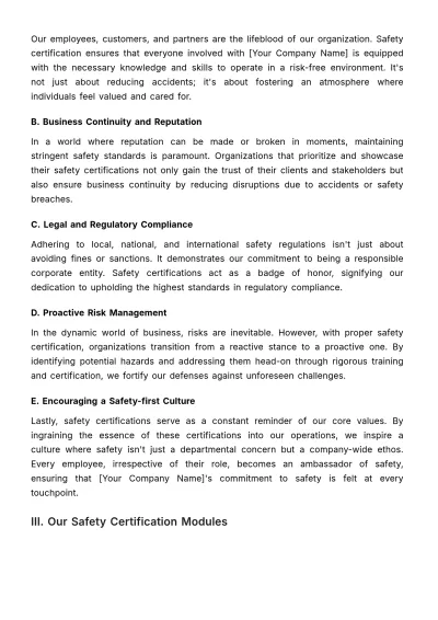 Free Safety Certification and Training Portfolio HR Template to Edit Online