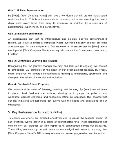 Free Diversity and Inclusion Strategic Action Plan HR Template to Edit Online