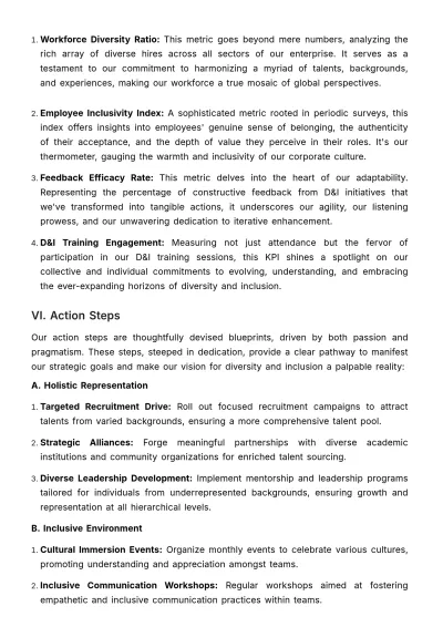 Free Diversity and Inclusion Strategic Action Plan HR Template to Edit Online