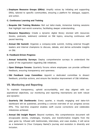 Free Diversity and Inclusion Strategic Action Plan HR Template to Edit Online