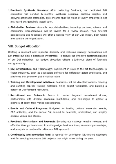 Free Diversity and Inclusion Strategic Action Plan HR Template to Edit Online