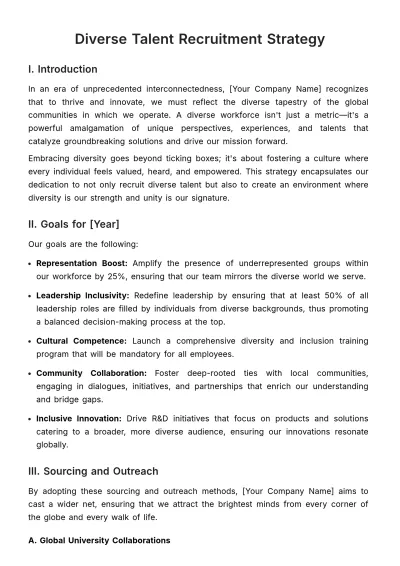 Free Diverse Talent Recruitment Strategy HR Template to Edit Online