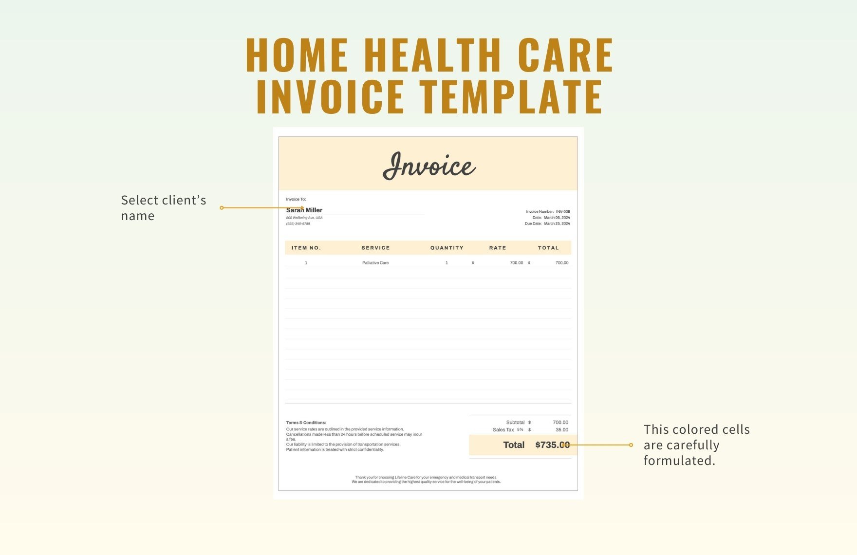 Home Health Care Invoice Template