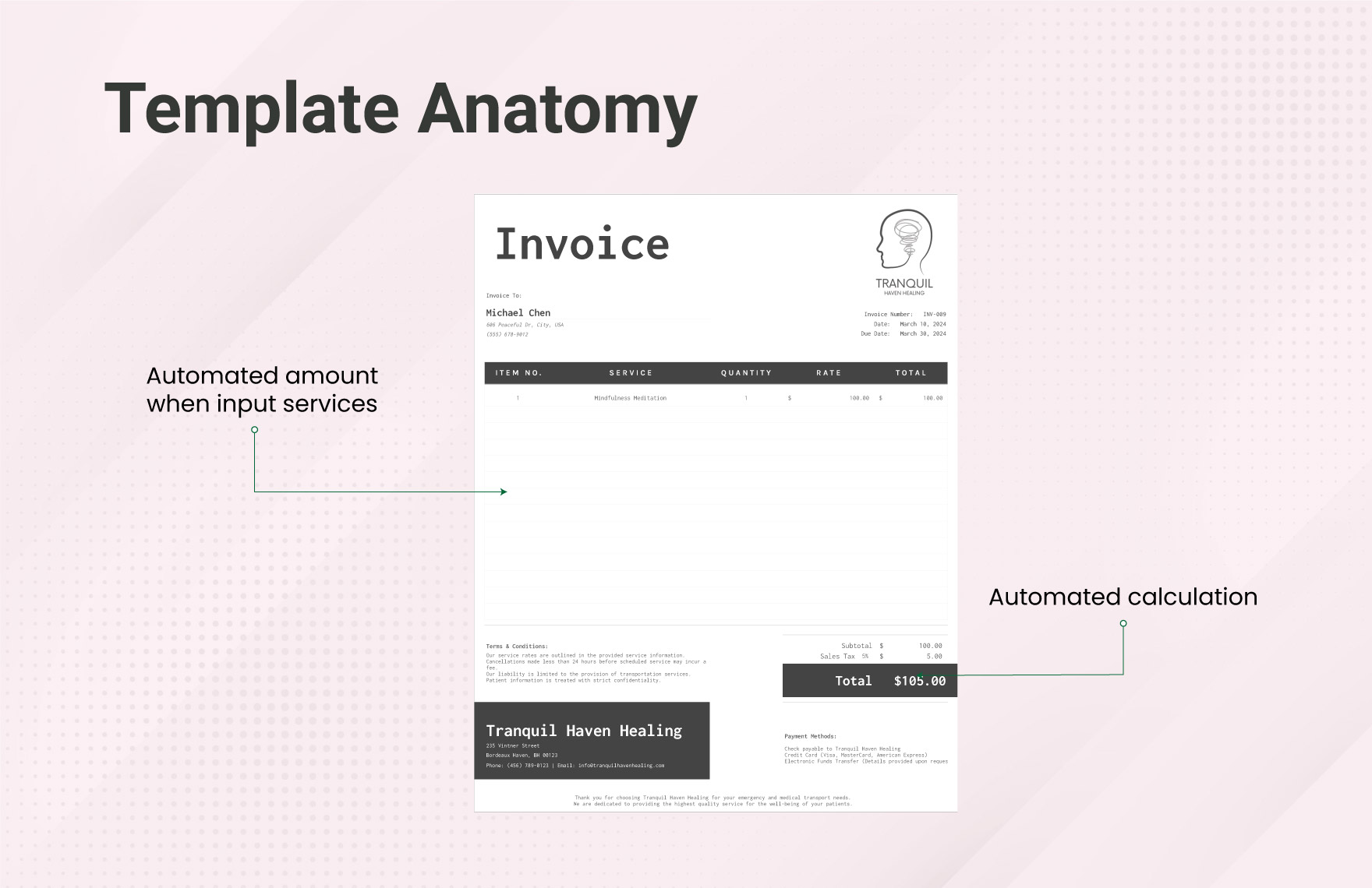 Mental Health Services Invoice Template