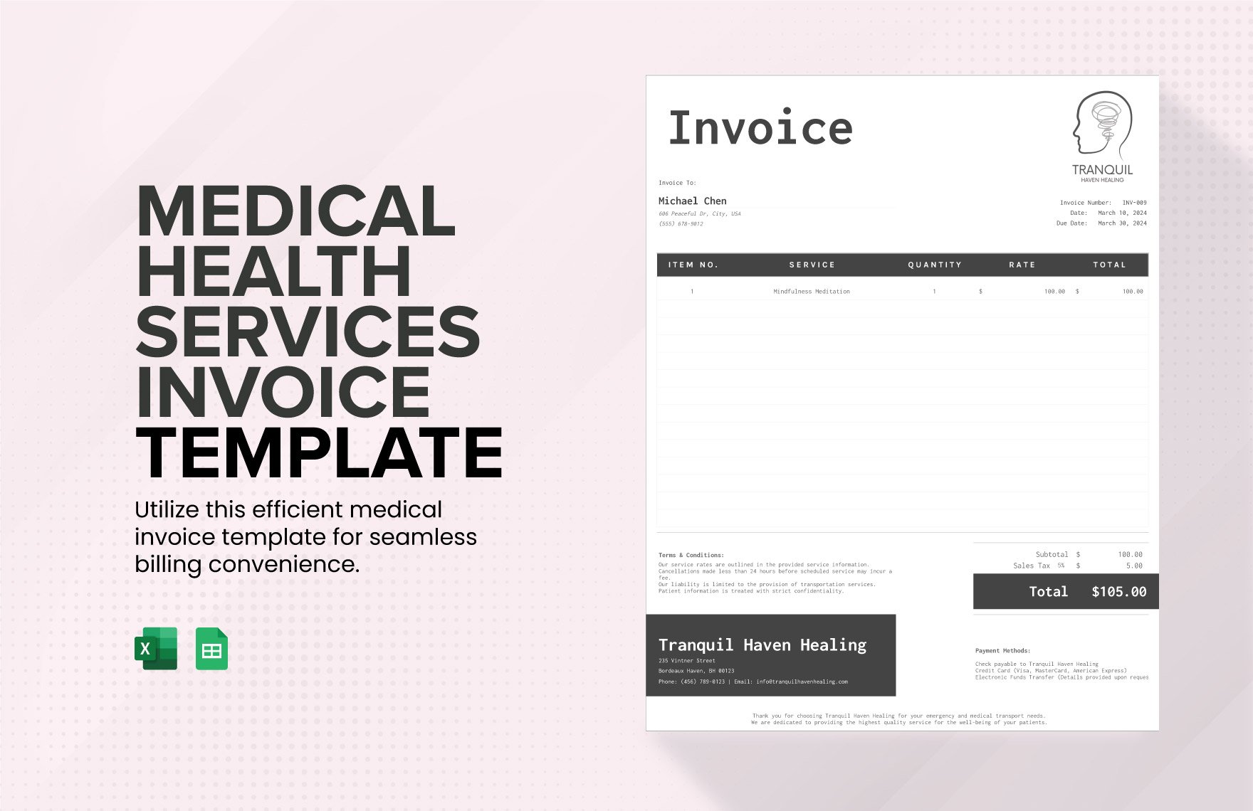 Mental Health Services Invoice Template