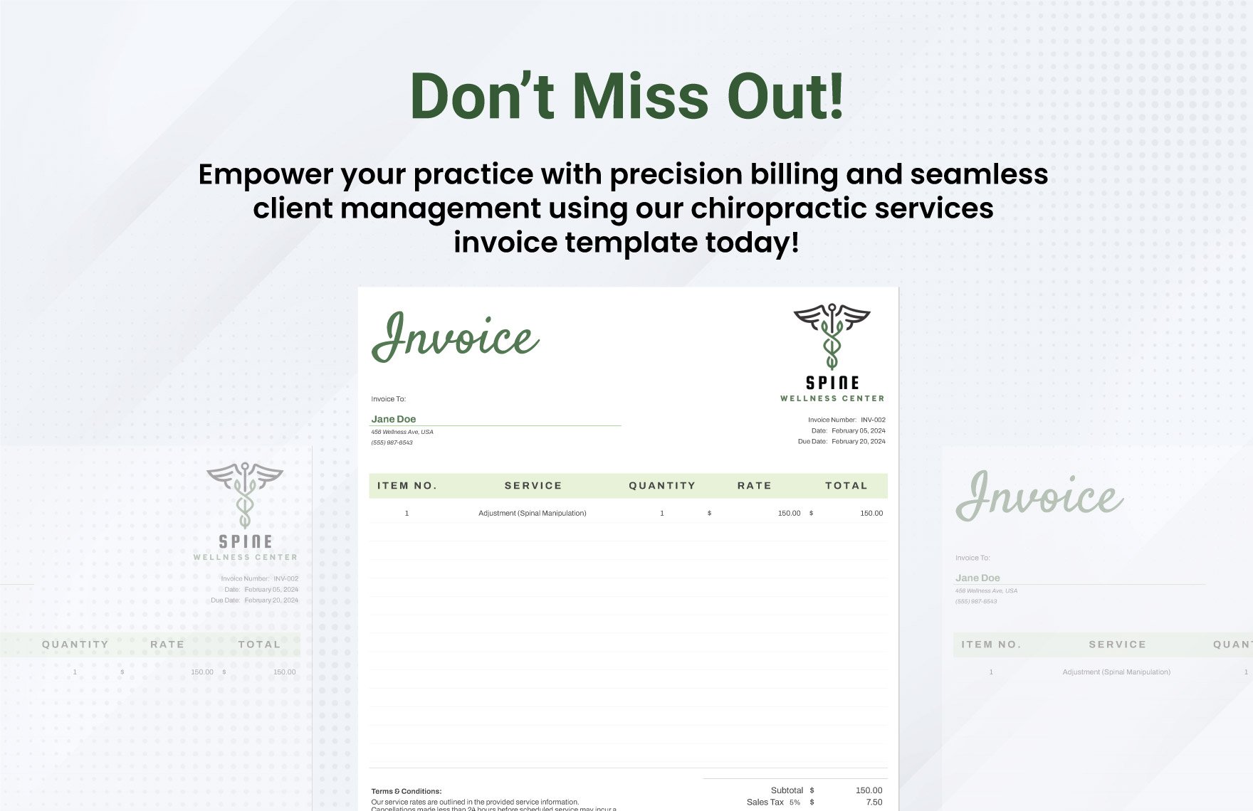 Chiropractic Services Invoice Template