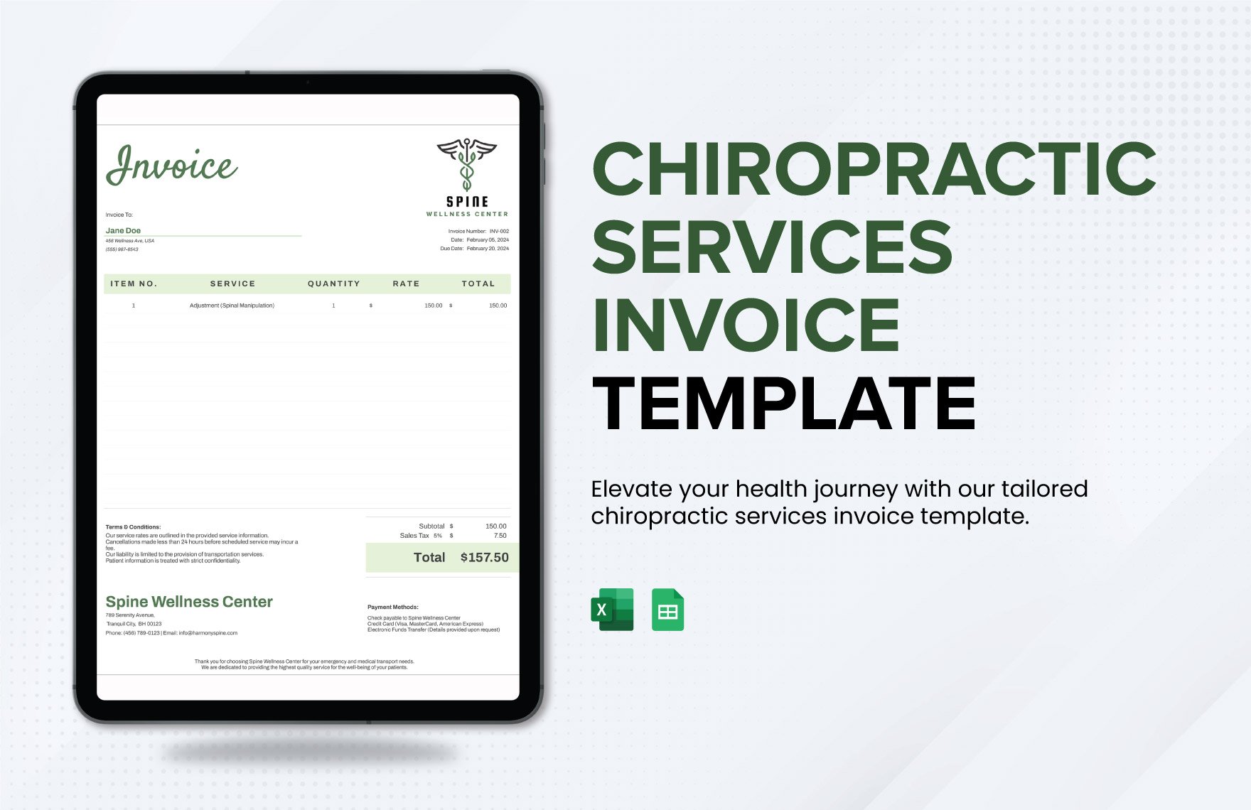 Chiropractic Services Invoice Template