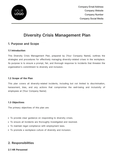 Free Diversity Crisis Management Plan HR Template to Edit Online