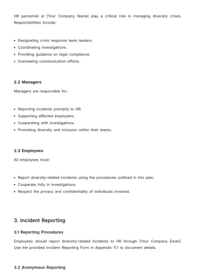 Free Diversity Crisis Management Plan HR Template to Edit Online