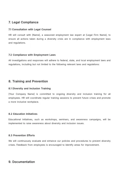 Free Diversity Crisis Management Plan HR Template to Edit Online