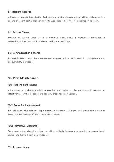Free Diversity Crisis Management Plan HR Template to Edit Online