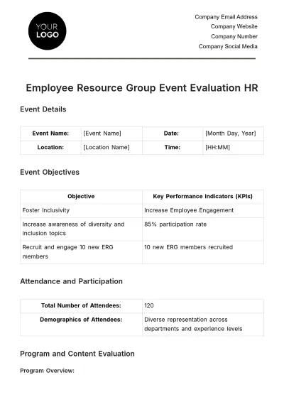 Free Employee Resource Group Event Evaluation HR Template to Edit Online