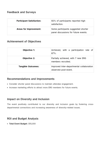 Free Employee Resource Group Event Evaluation HR Template to Edit Online