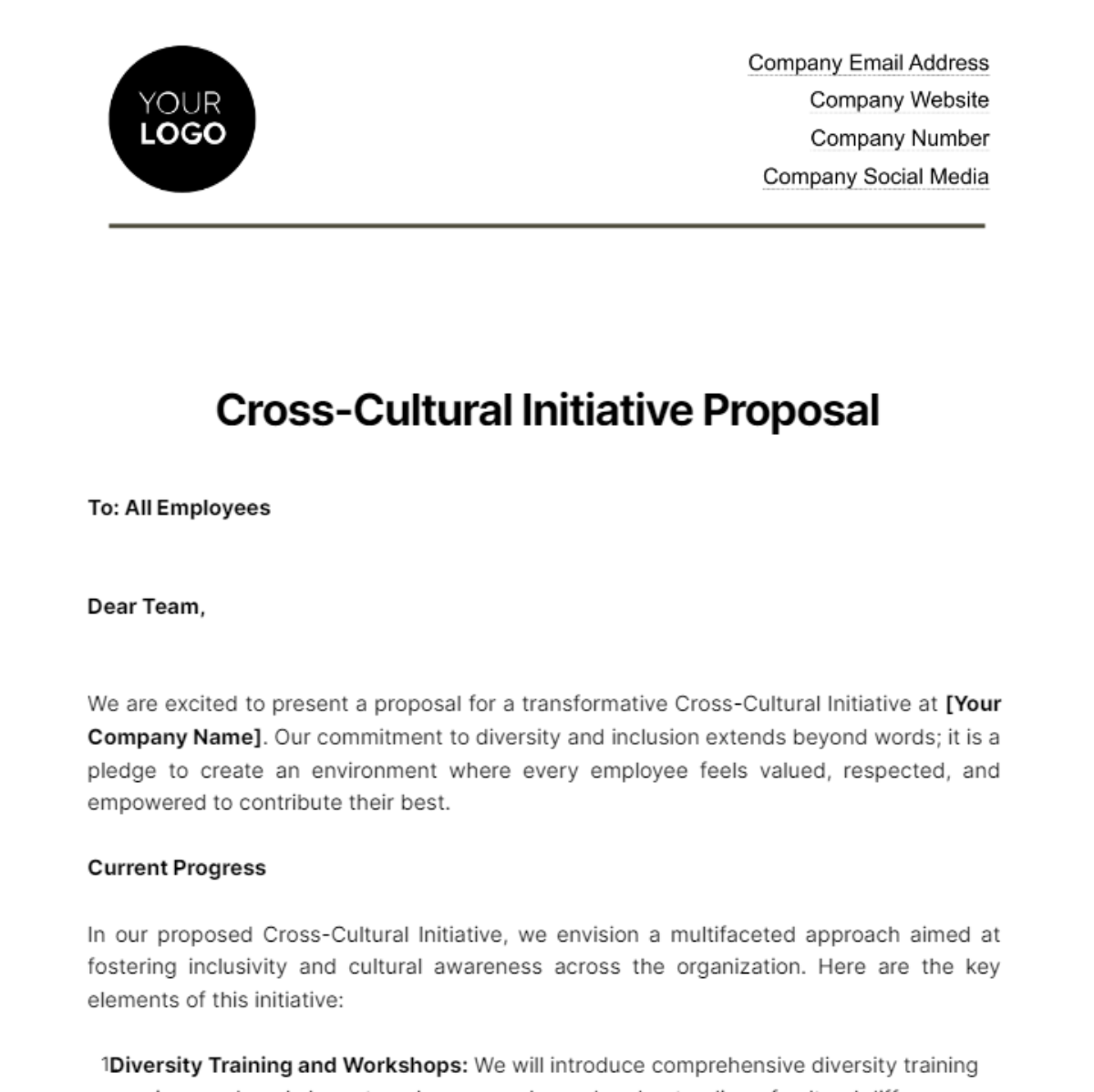 Cross-Cultural Initiative Proposal HR Template