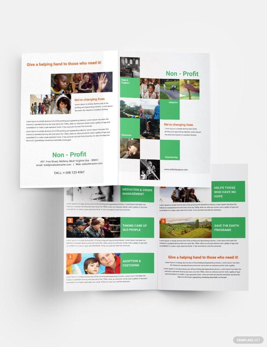 Non-Profit Bi-Fold Brochure Template in Illustrator, PSD