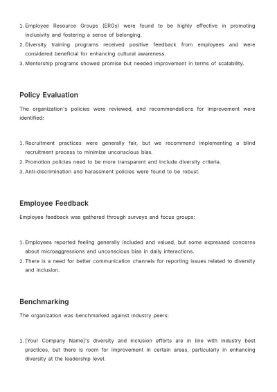 Free Diversity Initiative Review HR Template to Edit Online
