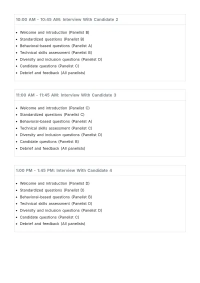 Free Diverse Candidate Interview Schedule HR Template to Edit Online