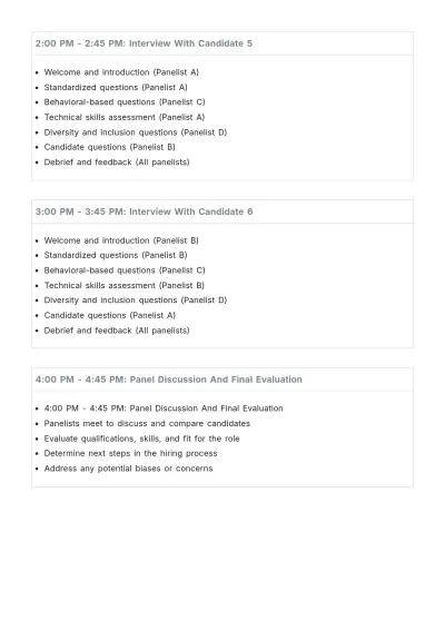 Free Diverse Candidate Interview Schedule HR Template to Edit Online