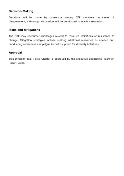 Free Diversity Taskforce Charter HR Template to Edit Online
