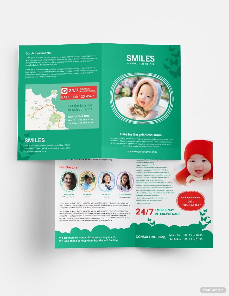 Children Clinic Bi-Fold Brochure Template