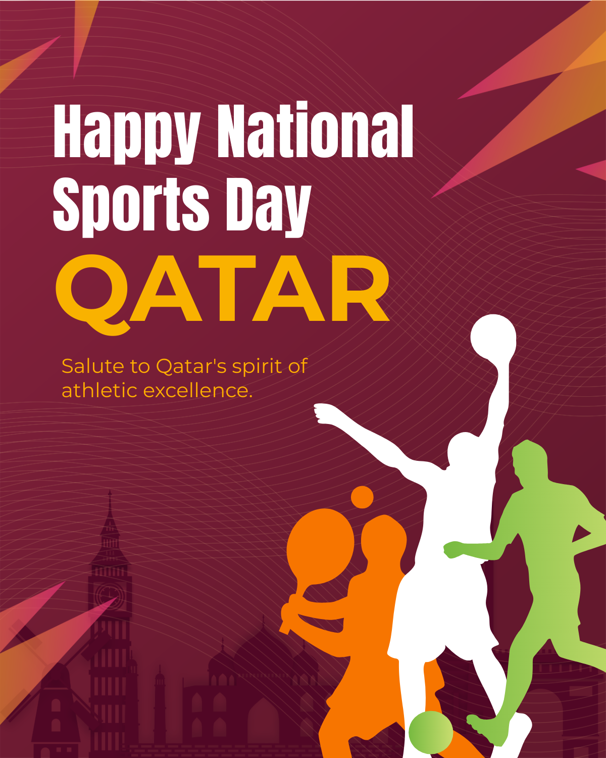  Qatar National Sports Day Facebook Post Template