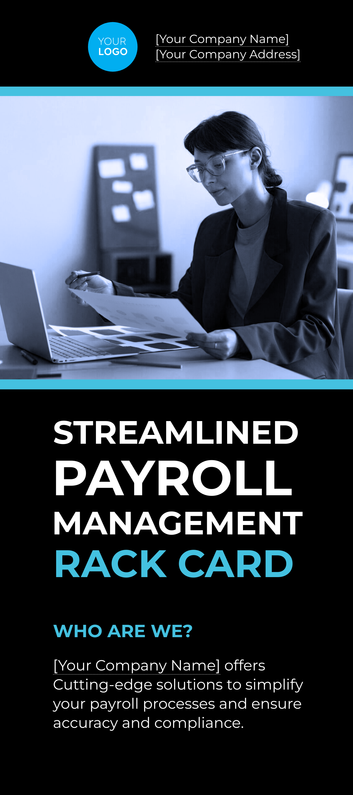 Free Streamlined Payroll Management Rack Card Template