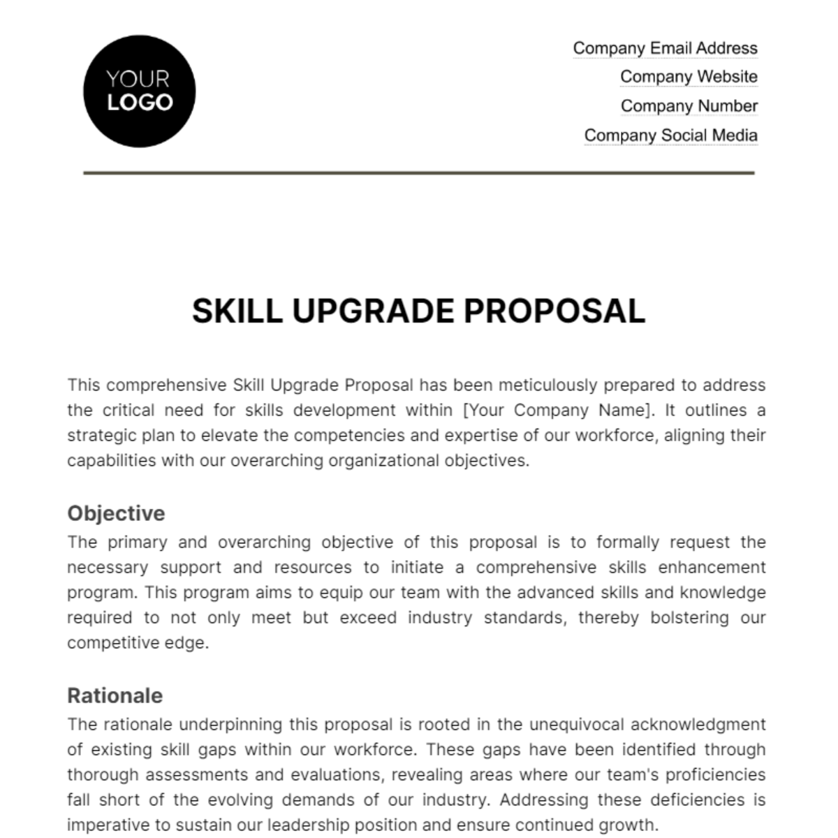 Skill Upgrade Proposal HR Template