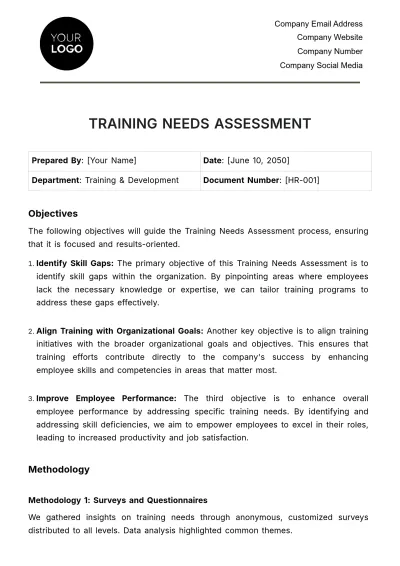Free Training Needs Assessment HR Template to Edit Online