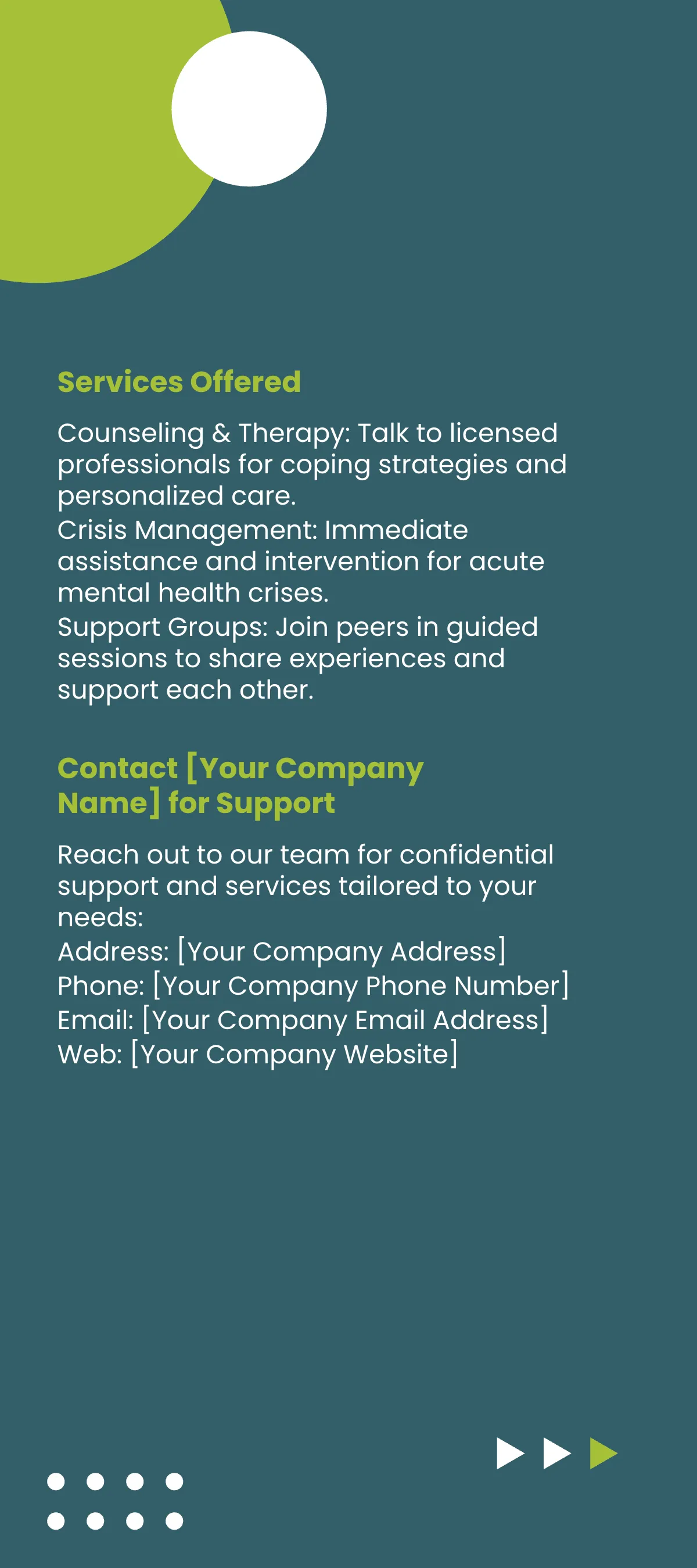 Free Mental Health Support Services Rack Card Template to Edit Online