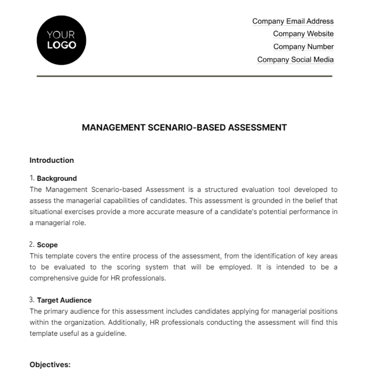 Management Scenario-based Assessment HR Template - Edit Online & Download