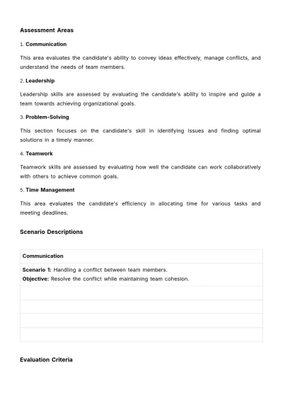Free Management Scenario-based Assessment HR Template to Edit Online