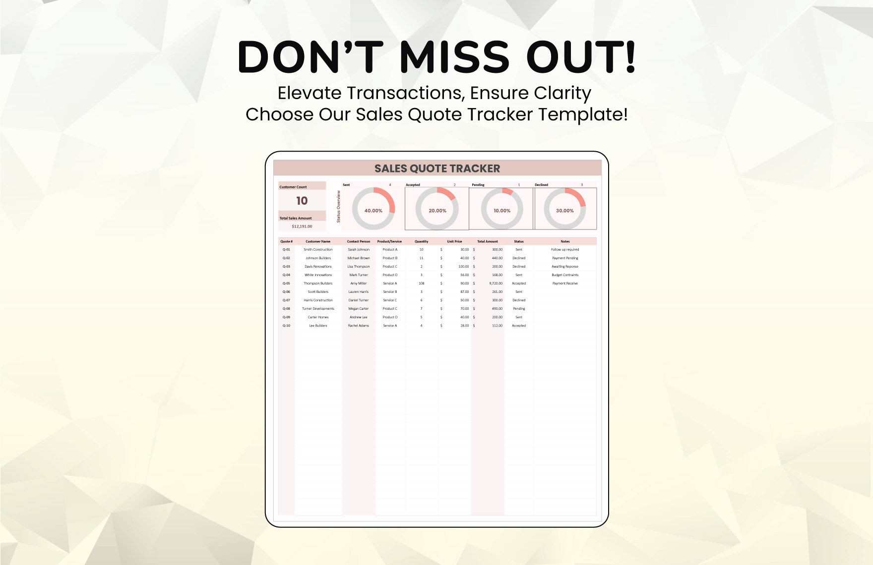 Sales Quote Tracker Template