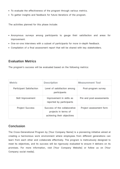 Free Cross-Generational Program Outline HR Template to Edit Online